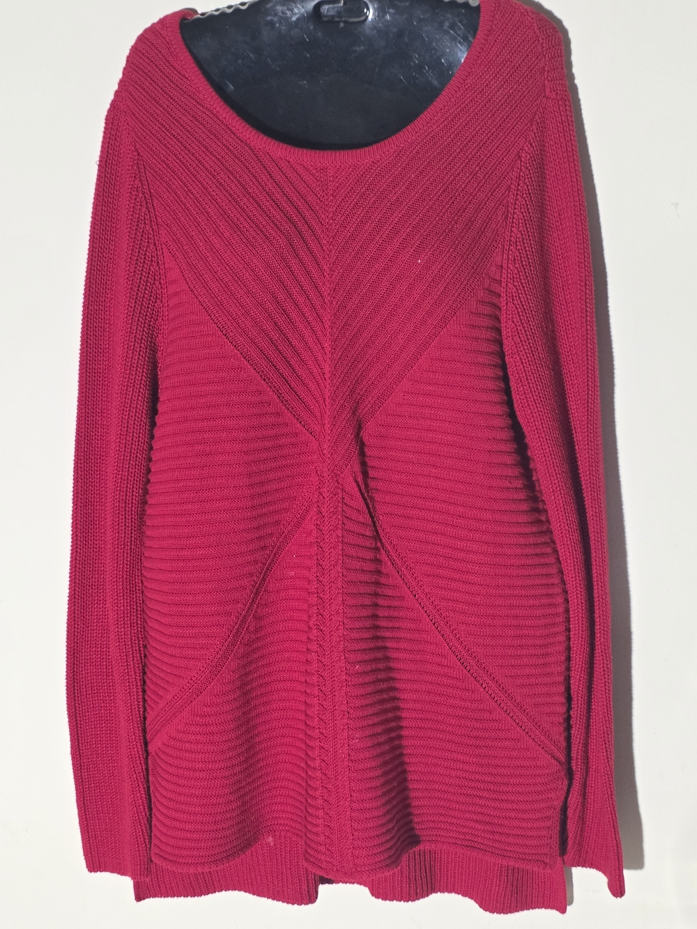 Dana Buchman Scoop Neck Cable Knit Sweater - Red (Size L)